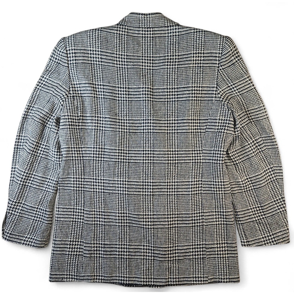 Doncaster Silks Blazer Size 16 Black Ivory Houndstooth Silk Jacket Lined Vintage - Picture 9 of 12